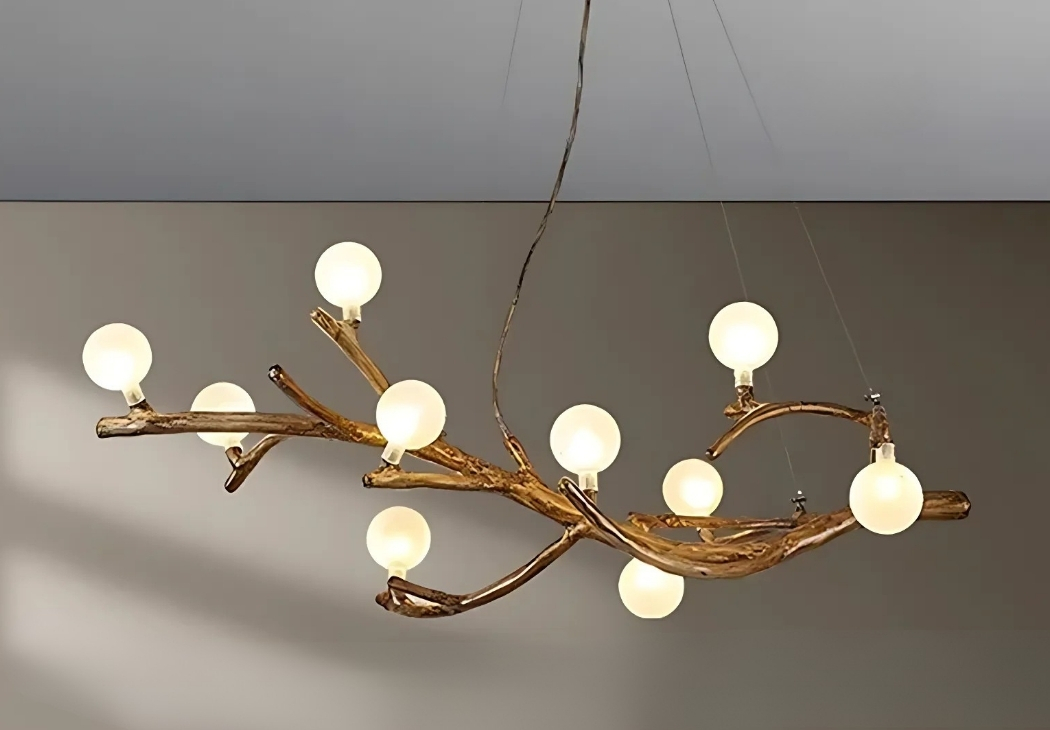 Plafonnier original branche et boules de lumière