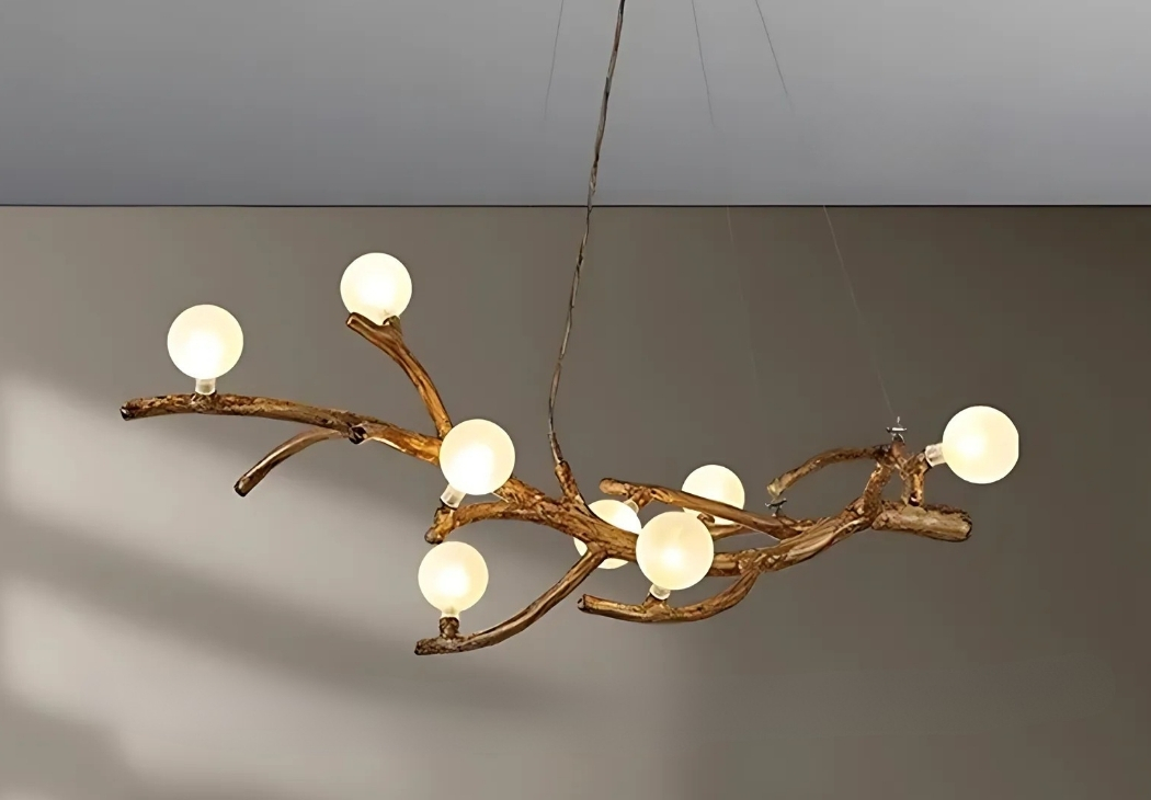 Plafonnier original branche et boules de lumière