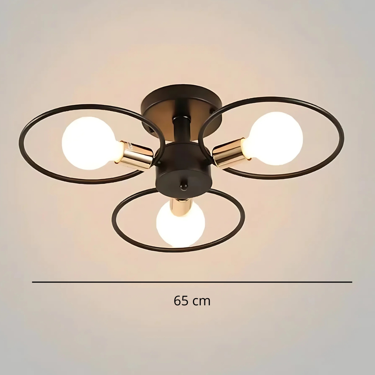 Lustre plafonnier avec 3 cercles noirs