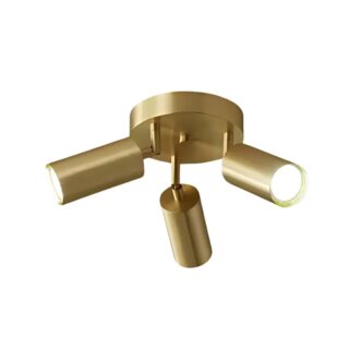 on voit sur un fond blanc un plafonnier 3 spots doré