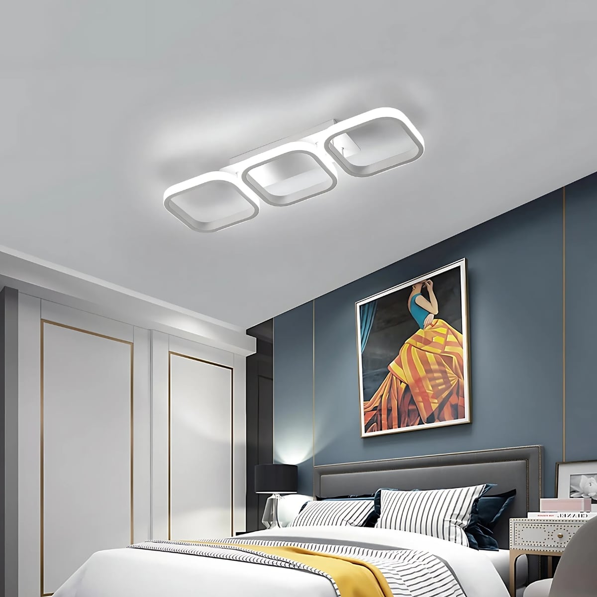 Plafonnier LED moderne 3 carrés