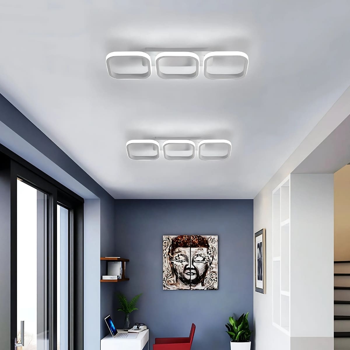 Plafonnier LED moderne 3 carrés