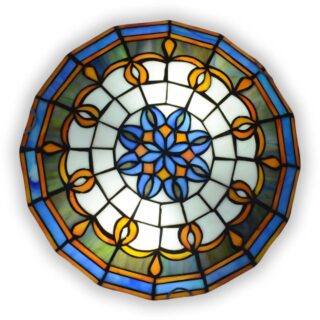 Plafonnier Tiffany rond multicolor dans un style vintage sur fond blanc