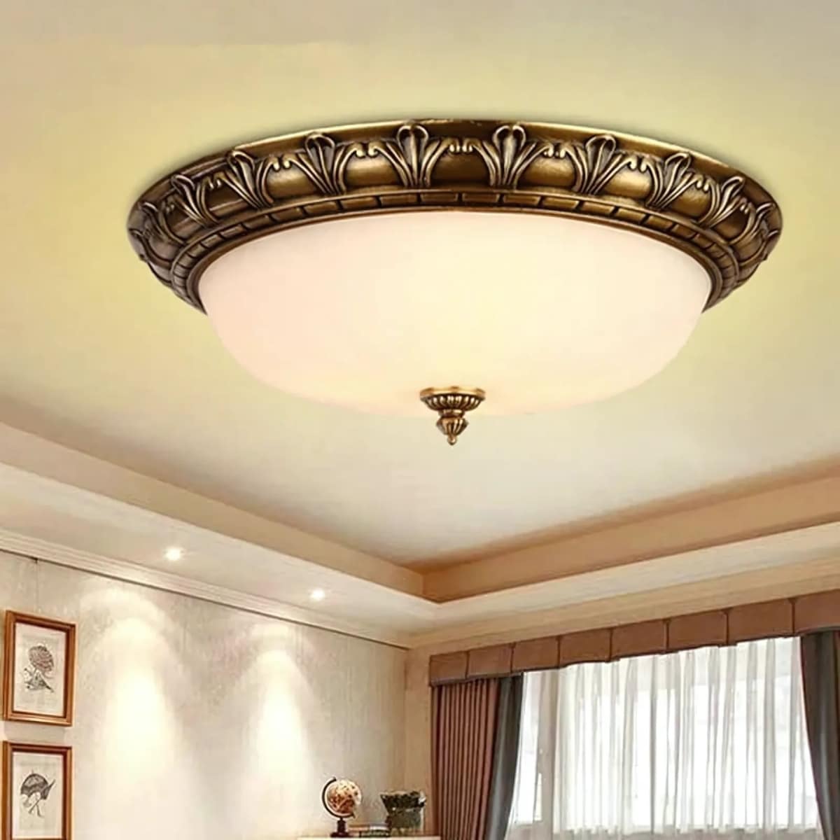 Plafonnier vintage rond en cuivre – Image 3