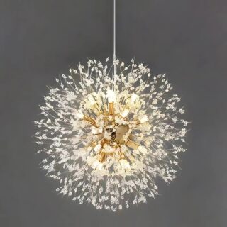 Lustre plafonnier en cristal en forme de pissenlit sur fond gris