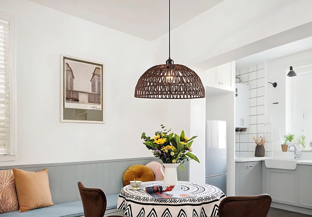 Lustre plafonnier en corde de chanvre