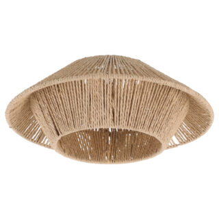 Abat-jour en fibre pour plafonnier beige de forme ronde sur fond blanc.