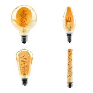 Ampoules plafonnier vintage style Edison sur fond blanc