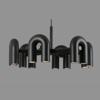Plafonnier design noir sur fond gris