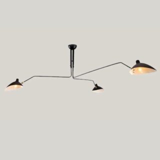 Lampe plafonnier au style industriel noir sur fond beige