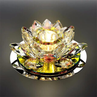 Plafonnier encastrable en forme de fleur de lotus en cristal de forme circulaire .